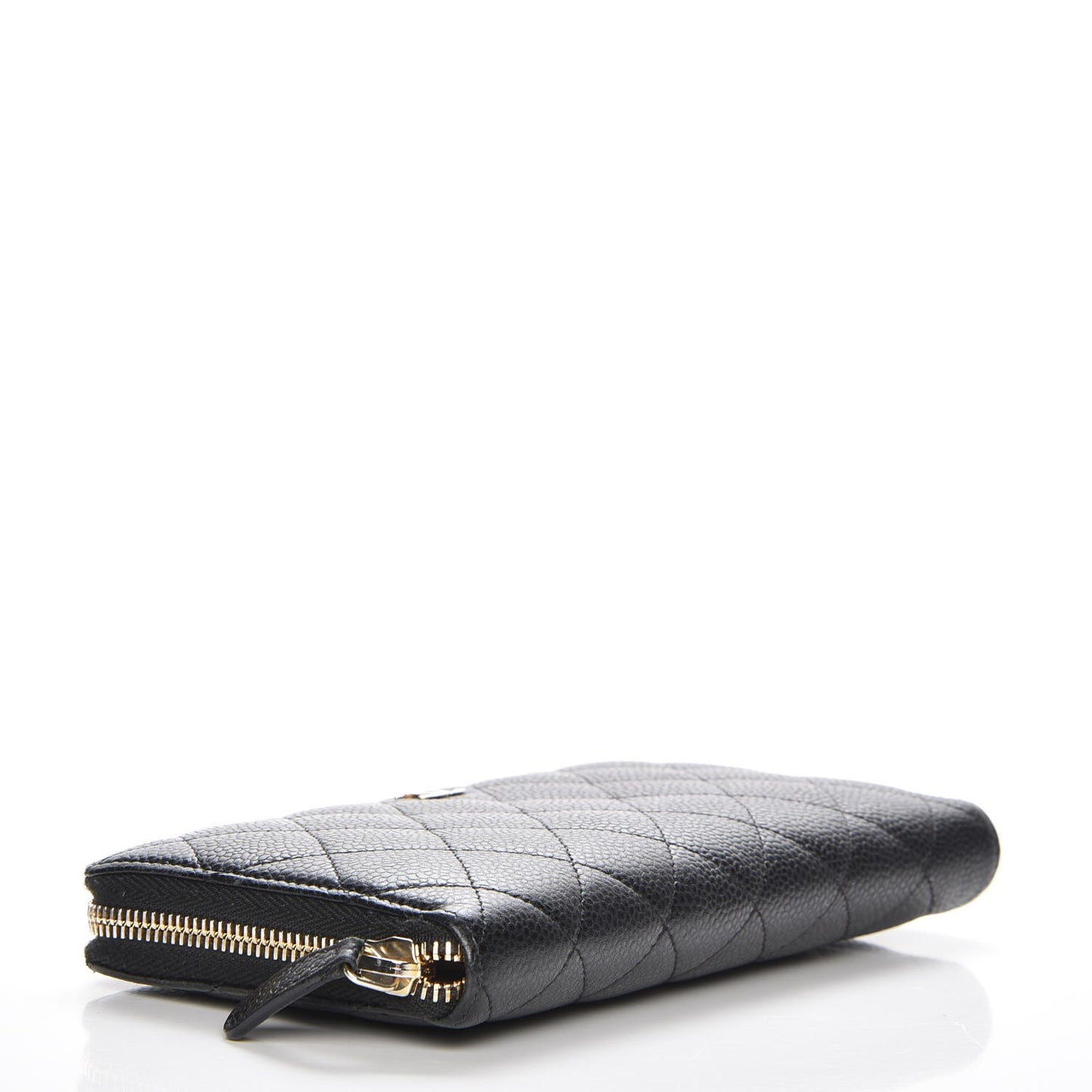 Caviar Quilted Large Gusset Zip Around Wallet Black