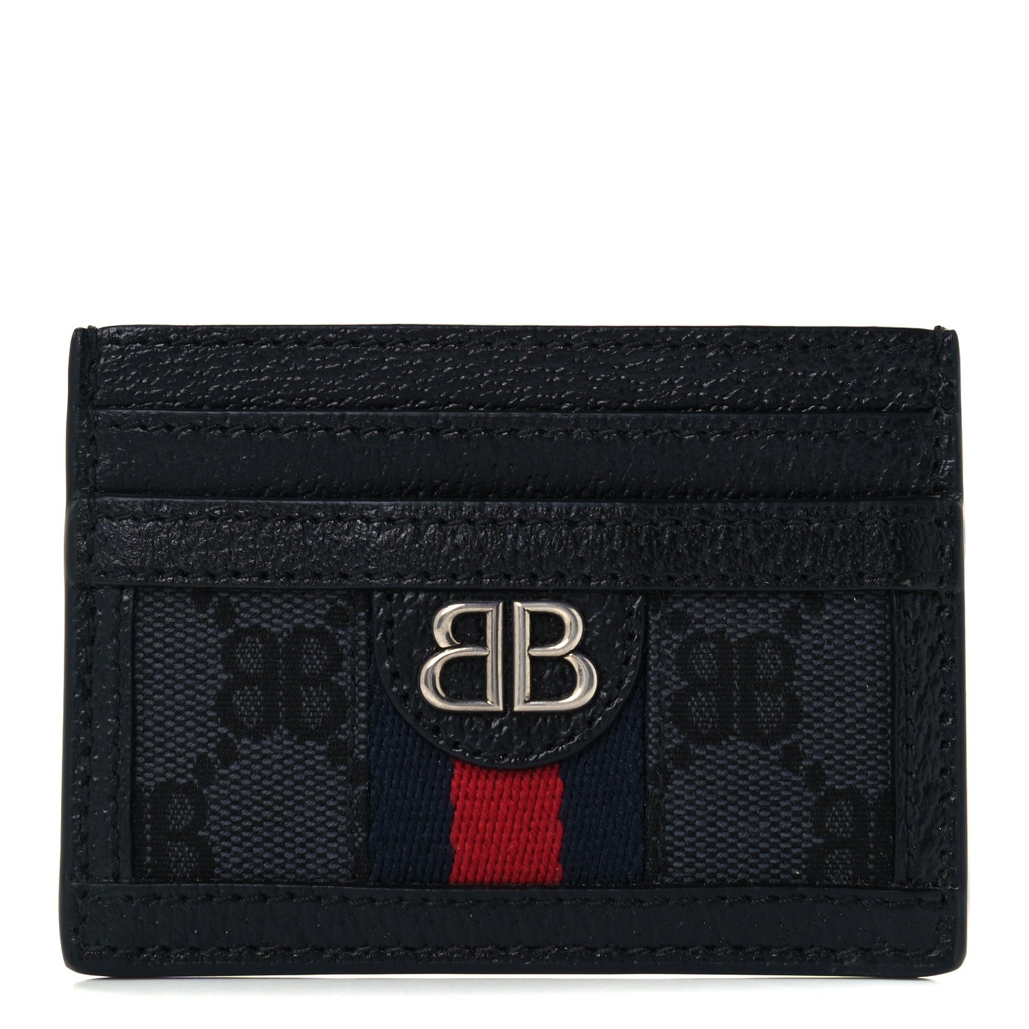 Gucci X BALENCIAGA BB Monogram Web Ophidia Card Holder Black 1 of 9