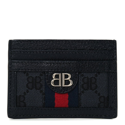 Gucci X BALENCIAGA BB Monogram Web Ophidia Card Holder Black 1 of 9