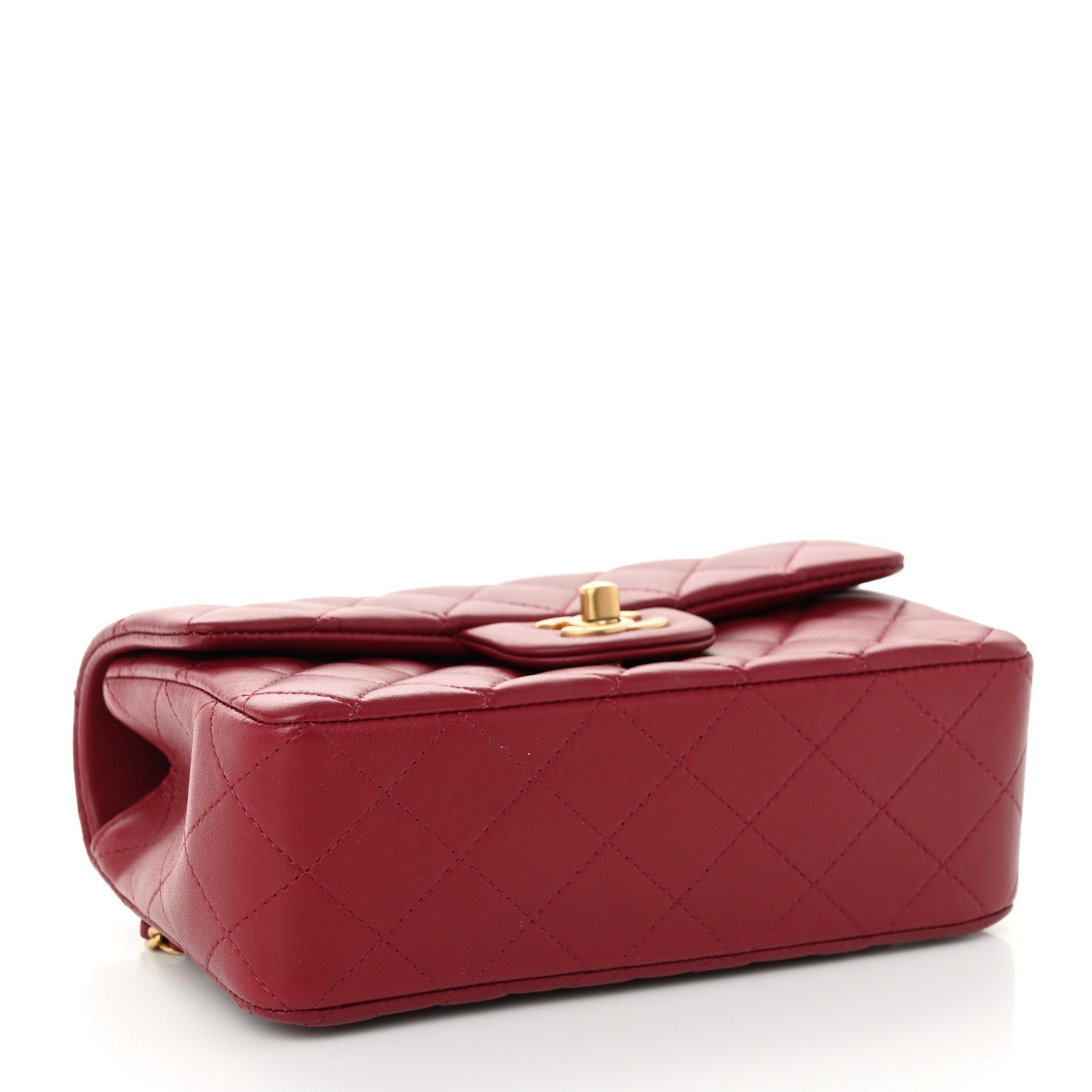 Chanel Lambskin Quilted Mini Top Handle Rectangular Flap Burgundy 4 of 11
