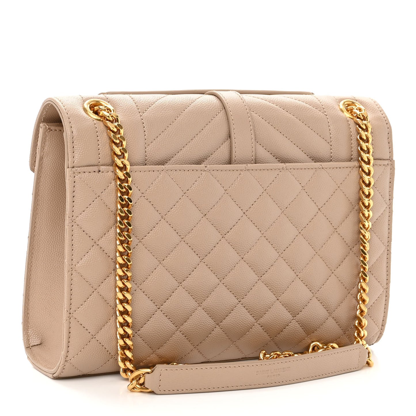 Grain De Poudre Textured Mixed Matelasse Medium Triquilt Monogram Satchel Dark Beige