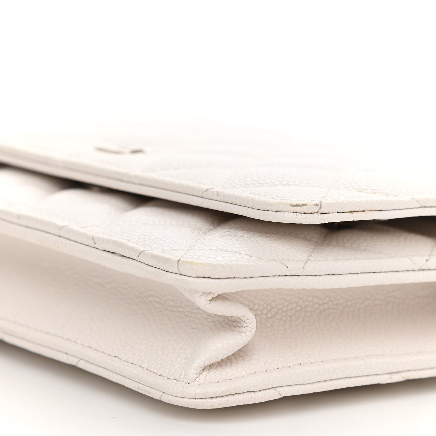Caviar Quilted Wallet On Chain WOC White