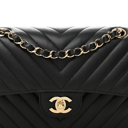 Chanel Caviar Flat Chevron Quilted Small Double Flap Black 8 of 11