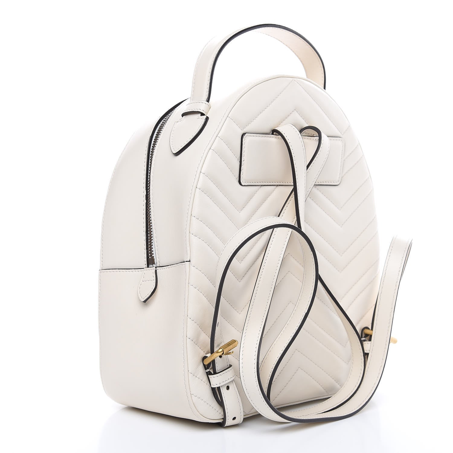 Gucci Calfskin Matelasse GG Marmont Dome Backpack White 3 of 9