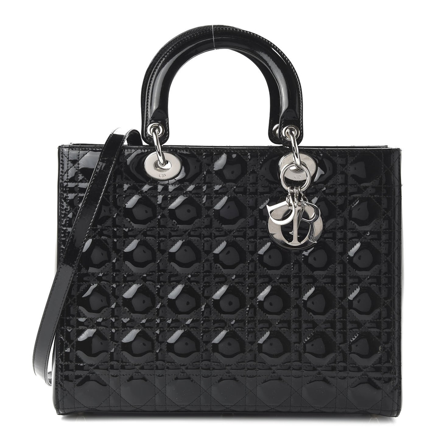 Patent Cannage Large Lady Dior Black