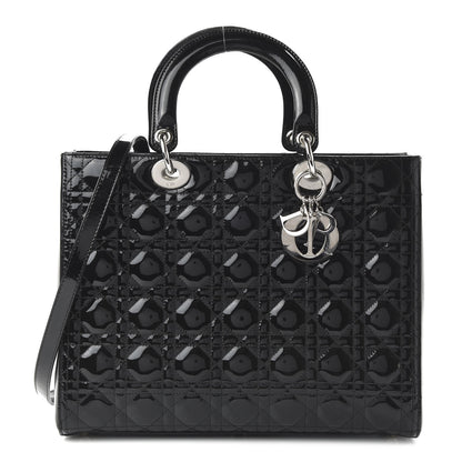 Christian Dior Patent Cannage Large Lady Dior Black 1 of 9