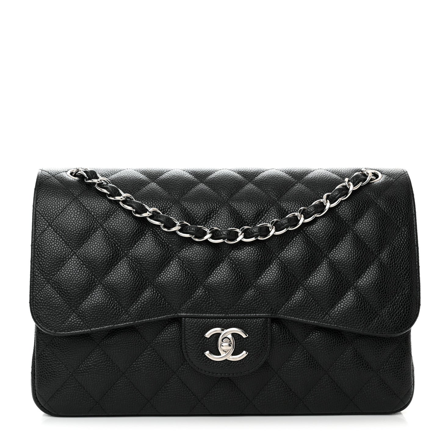 Caviar Quilted Jumbo Double Flap Black