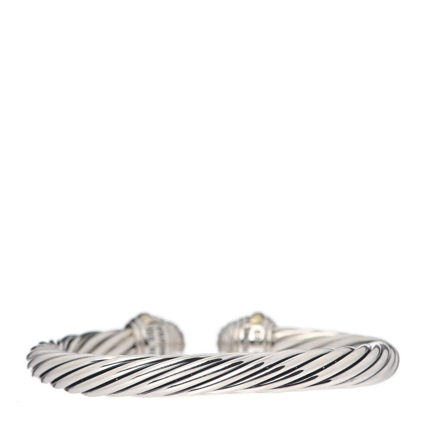 Sterling Silver 18K Yellow Gold Diamond Pave 7mm Cable Classics Bracelet