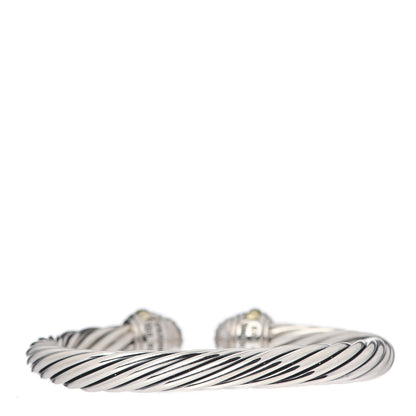 David Yurman Sterling Silver 18K Yellow Gold Diamond Pave 7mm Cable Classics Bracelet 3 of 5