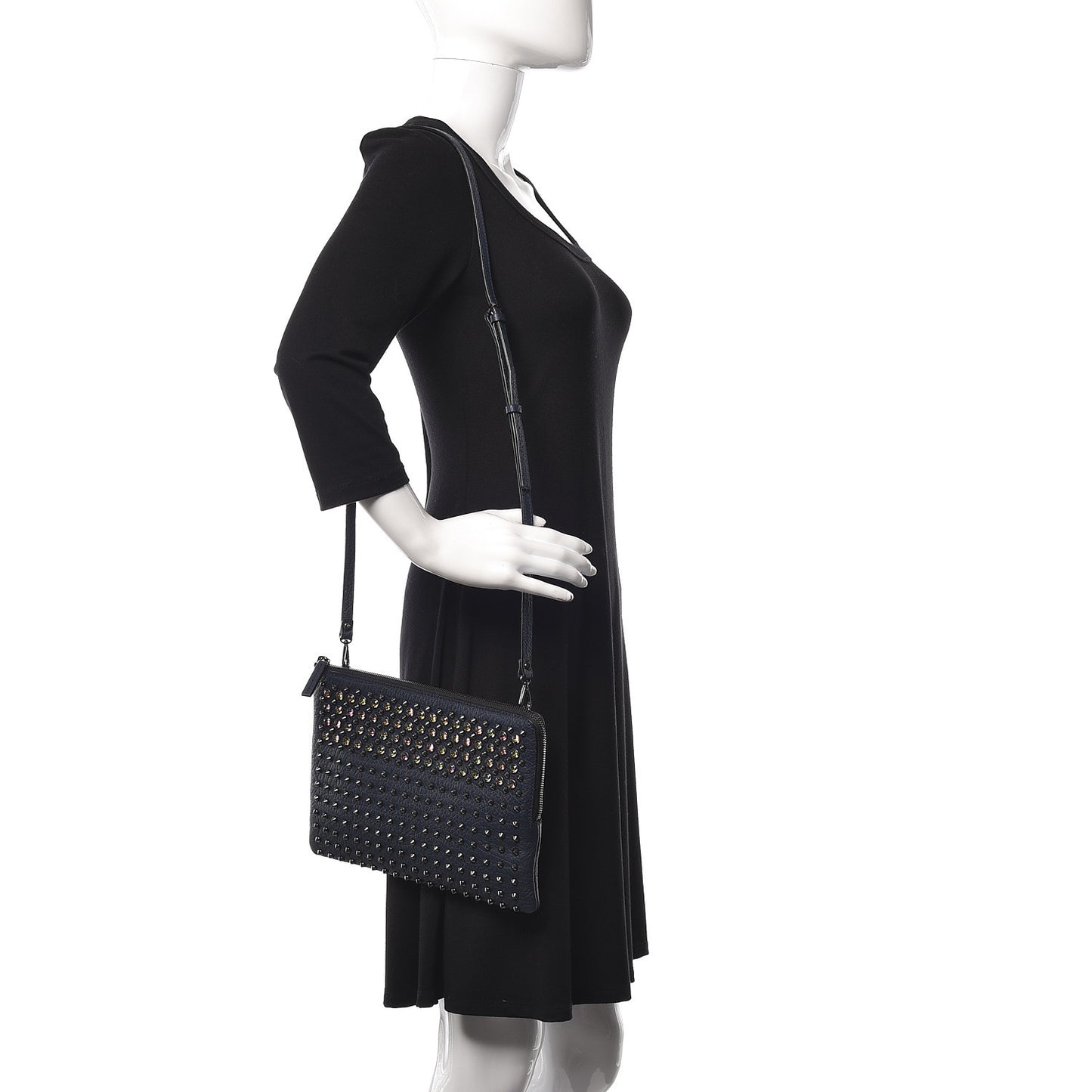 Calfskin Studded Medium Crossbody Blue