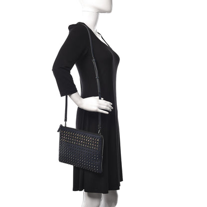 MCM Calfskin Studded Medium Crossbody Blue 2 of 11