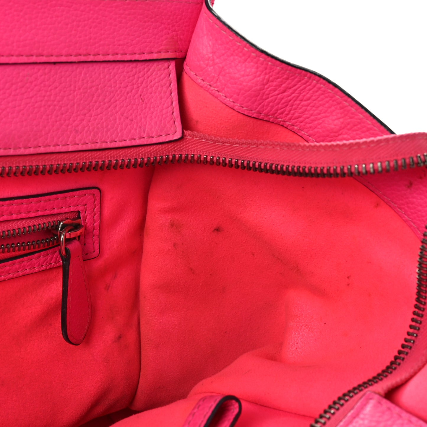 Drummed Calfskin Mini Luggage Fluo Pink
