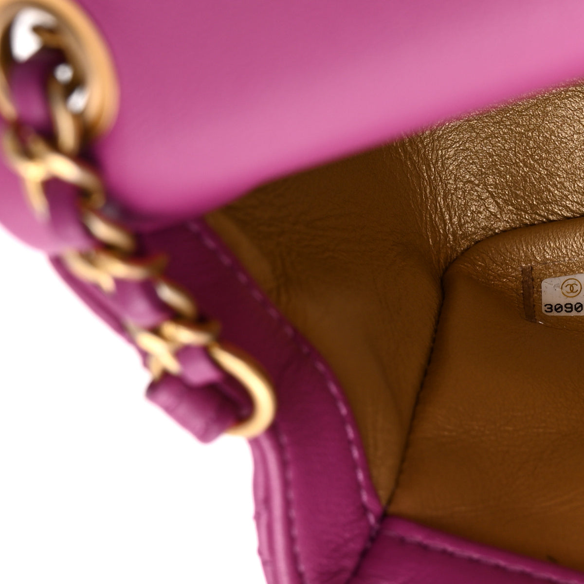 Lambskin Quilted Mini Rectangular Pearl Crush Flap Purple