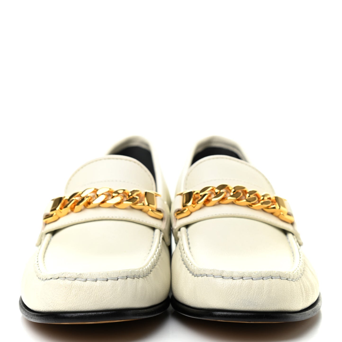 Calfskin Womens Chain Loafers 39 White