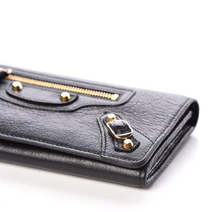 Balenciaga Agneau Classic Gold Hardware Money Wallet Black 6 of 9
