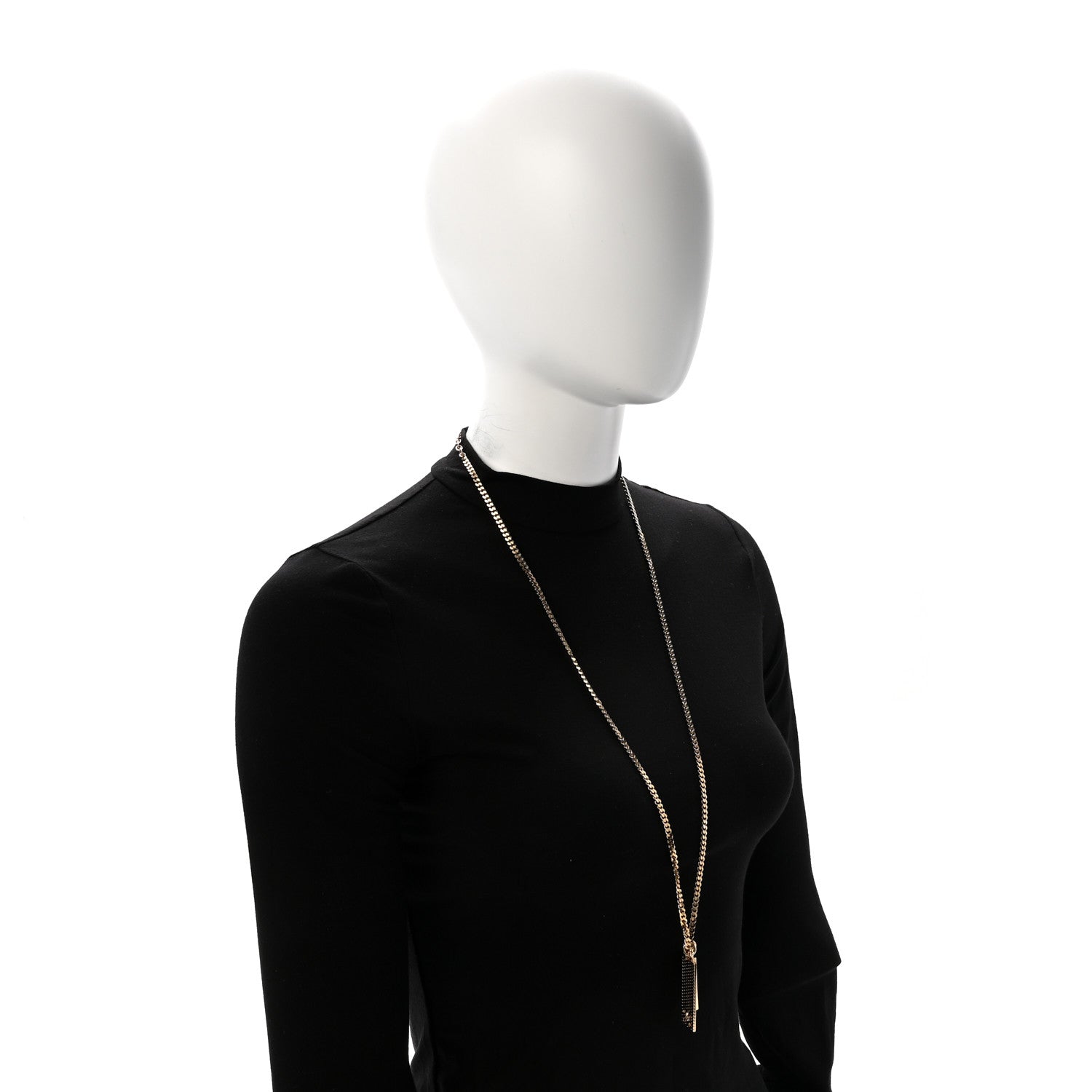 Chanel Metal Crystal CC Boy Pendant Long Necklace Gold 2 of 6