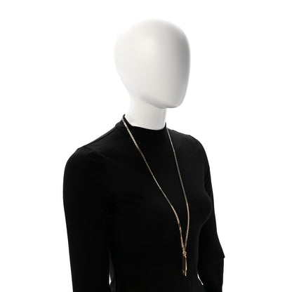 Chanel Metal Crystal CC Boy Pendant Long Necklace Gold 2 of 6