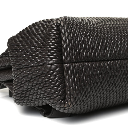 Bottega Veneta Lambskin Knit Small The Point Triangle Bag Black 9 of 12