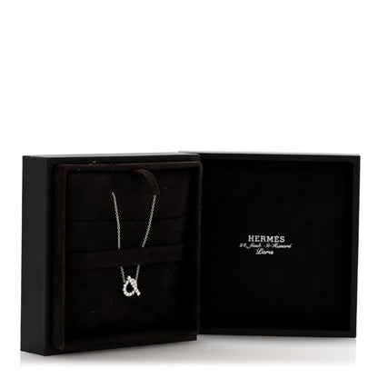 Hermes 18K White Gold Diamond Finesse Pendant Necklace 6 of 6