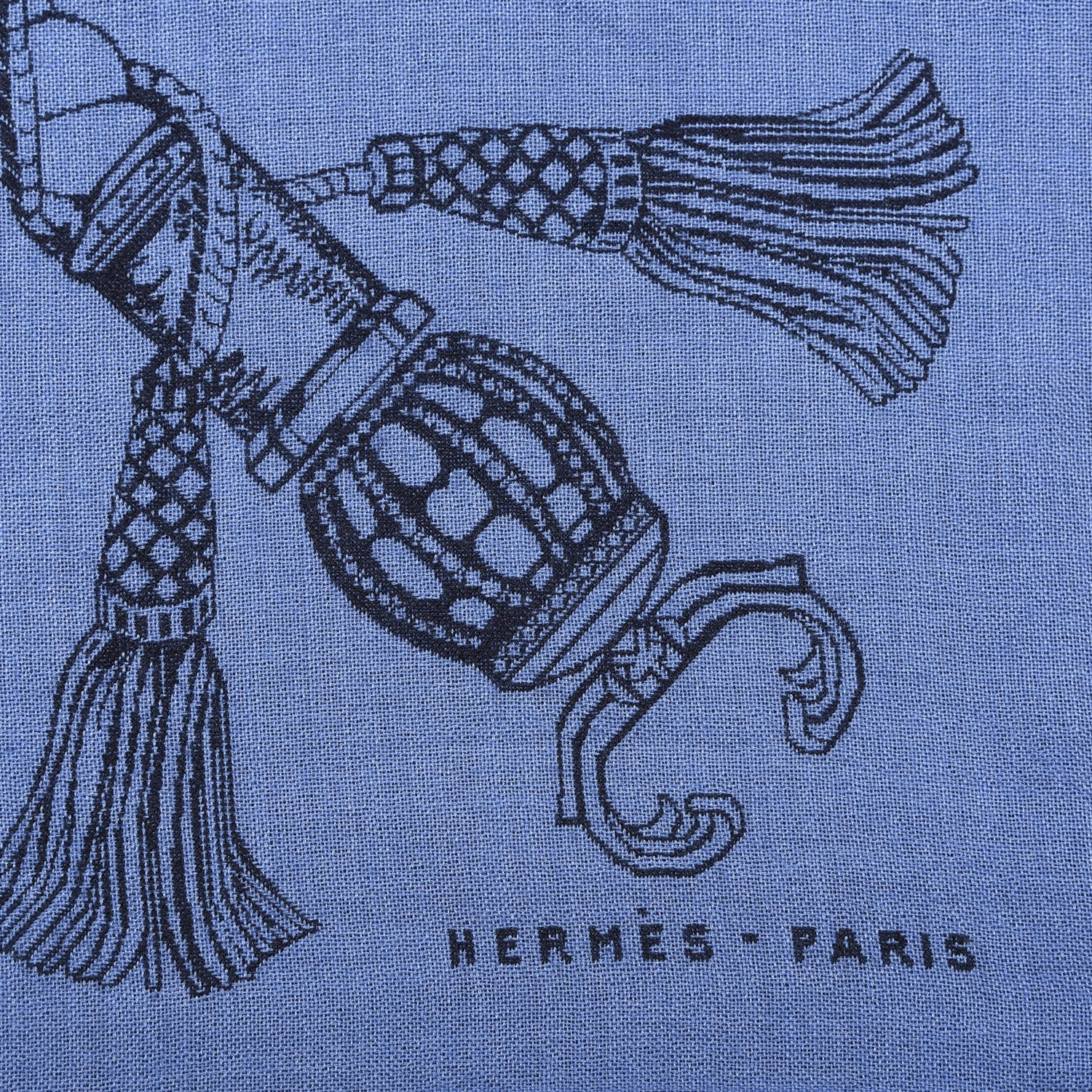 Hermes Cashmere Silk Caducee Rock Scarf 100 Cobalt Marine 3 of 3