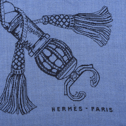 Hermes Cashmere Silk Caducee Rock Scarf 100 Cobalt Marine 3 of 3