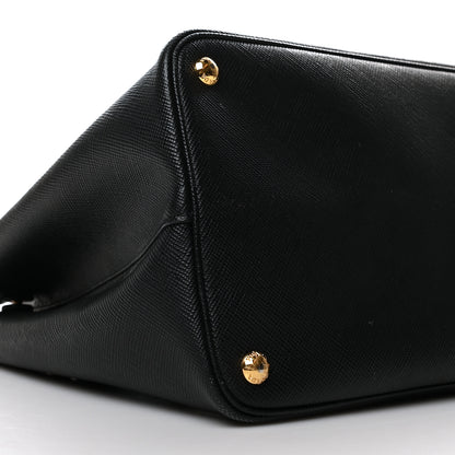 Prada Saffiano Cuir Medium Double Bag Black Fuoco 9 of 12
