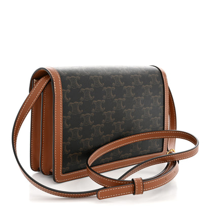 Celine Triomphe Canvas Calfskin Enveloppe Bag Tan 3 of 10
