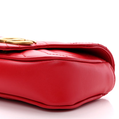Gucci Calfskin Matelasse Super Mini GG Marmont Shoulder Bag Hibiscus Red 10 of 10