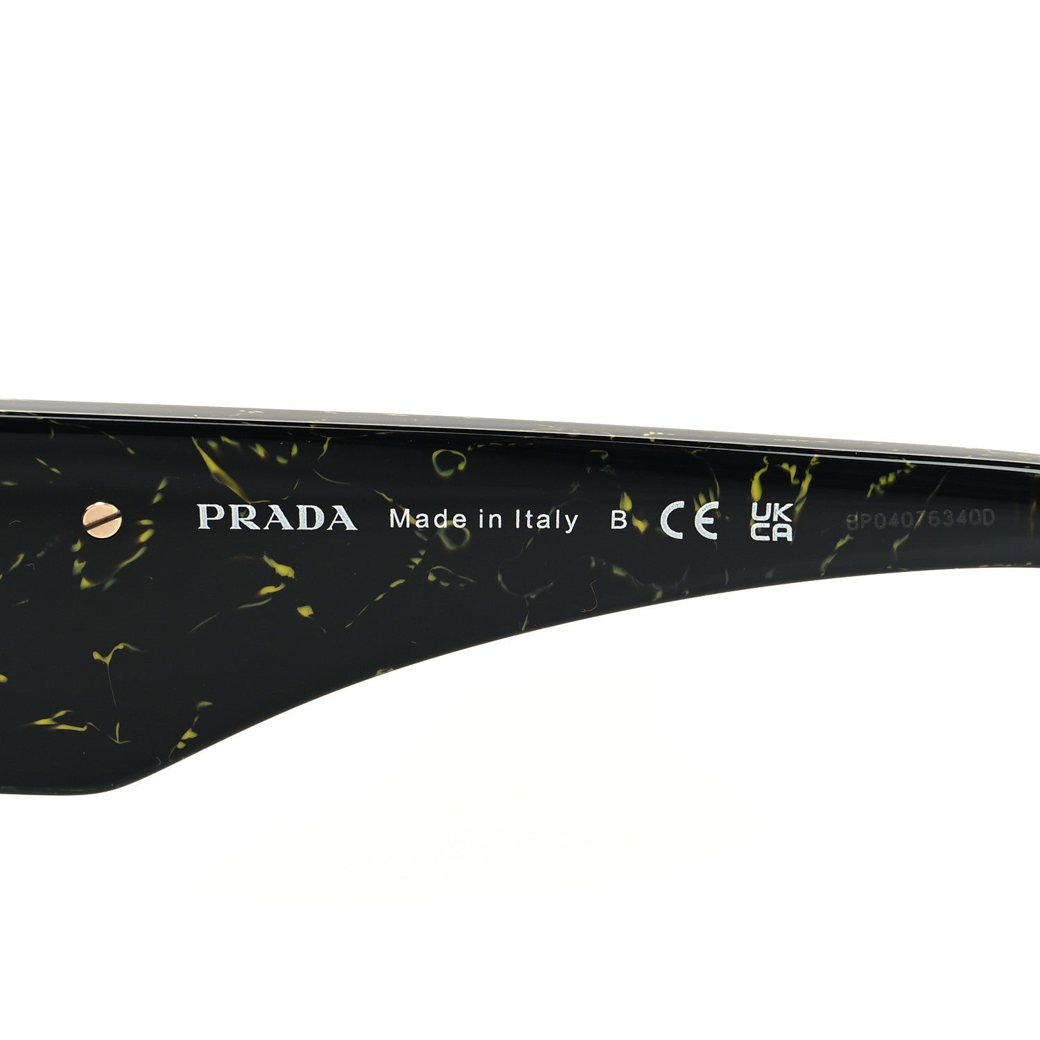 Prada Acetate Oval Symbole Sunglasses SPR 20Z Black Green Marble 5 of 7