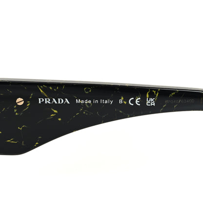 Prada Acetate Oval Symbole Sunglasses SPR 20Z Black Green Marble 5 of 7