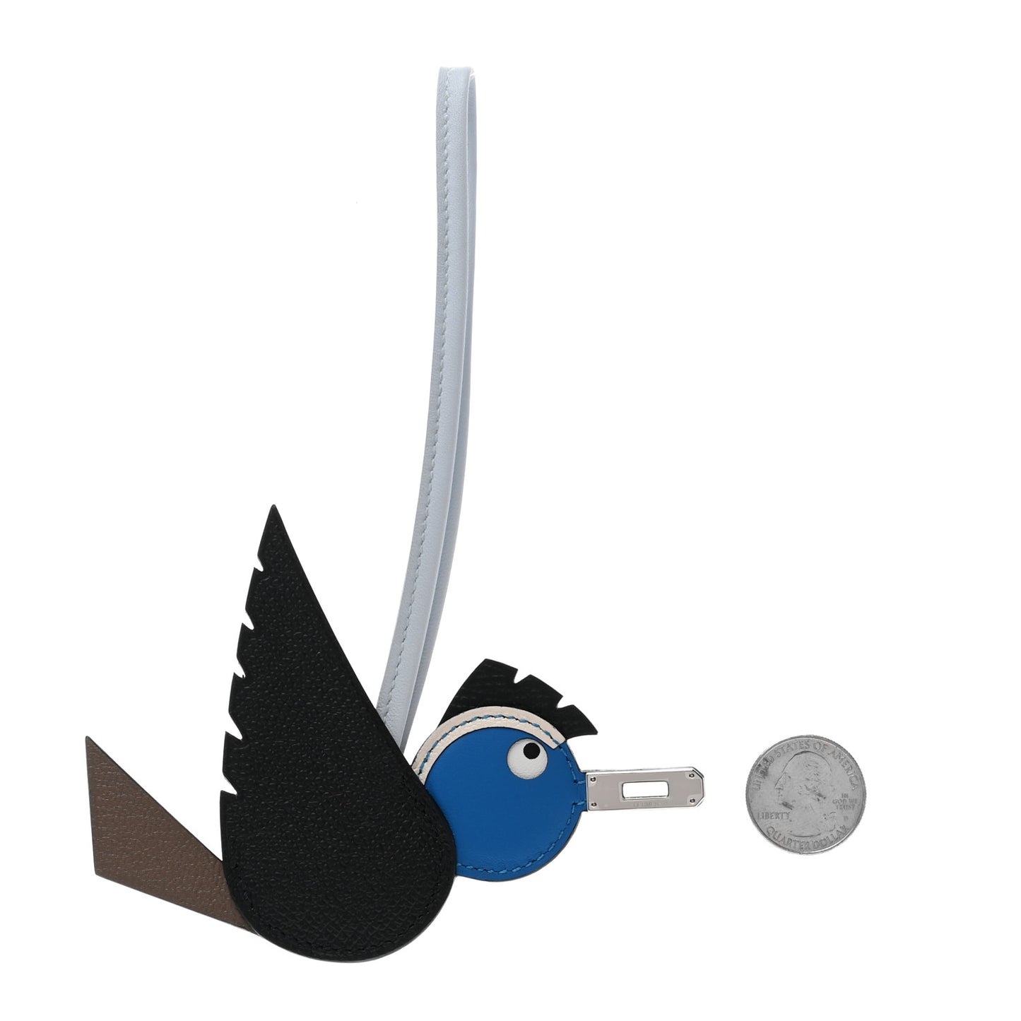 Epsom Swift Chevre Mysore Birdy Bag Charm Black Etoupe Bleu Hydra Bleu Brume