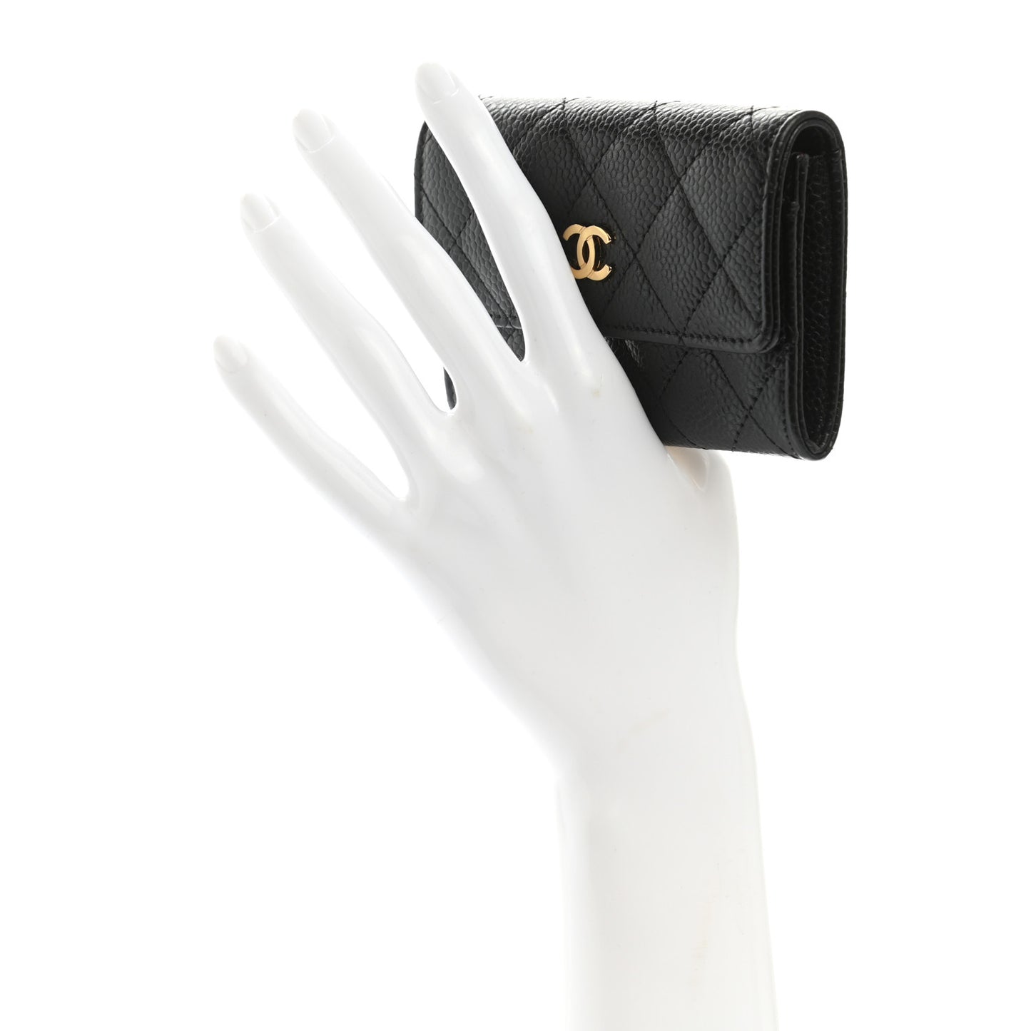 Caviar Quilted Flap Card Holder Black