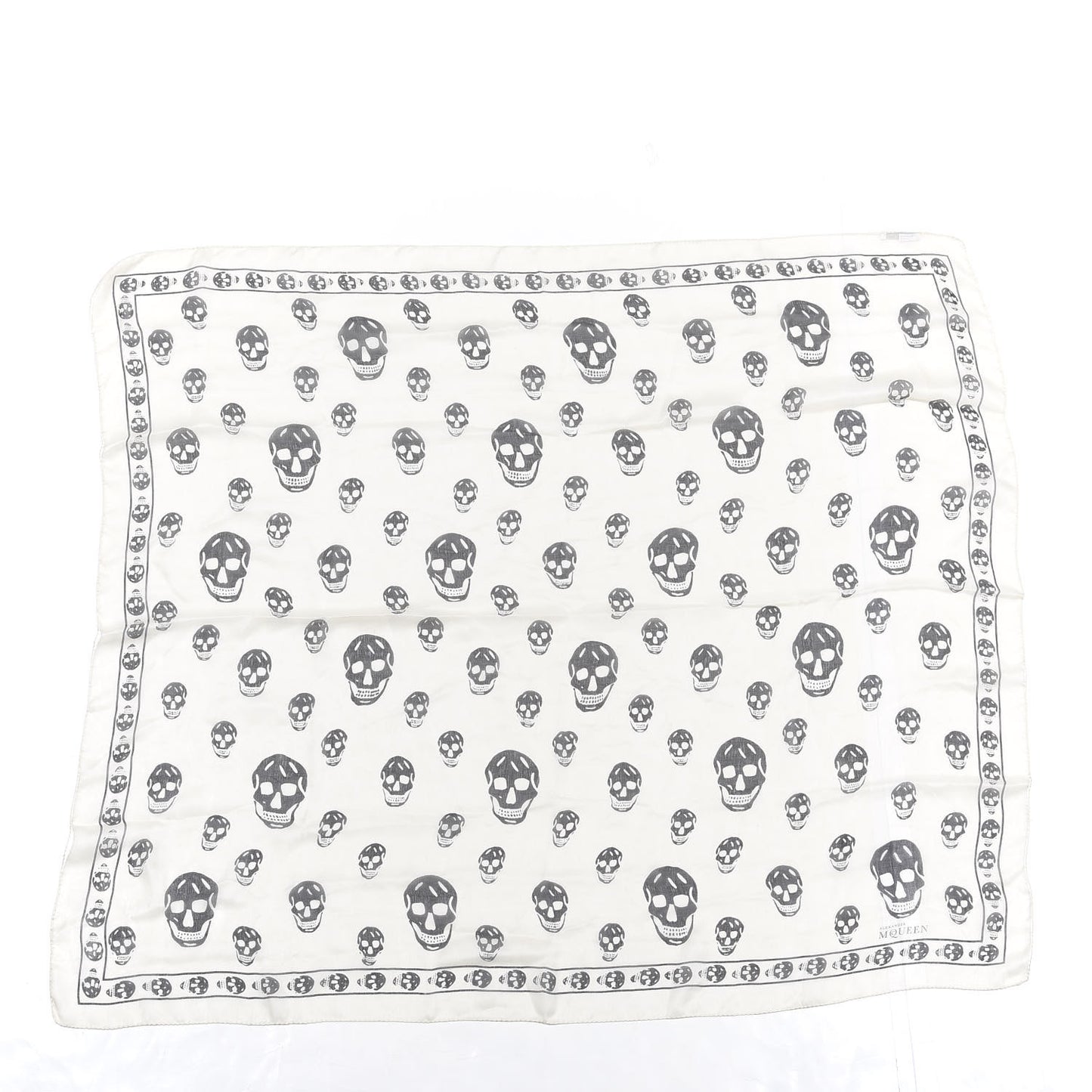 Silk Chiffon Skull Scarf Ivory Black