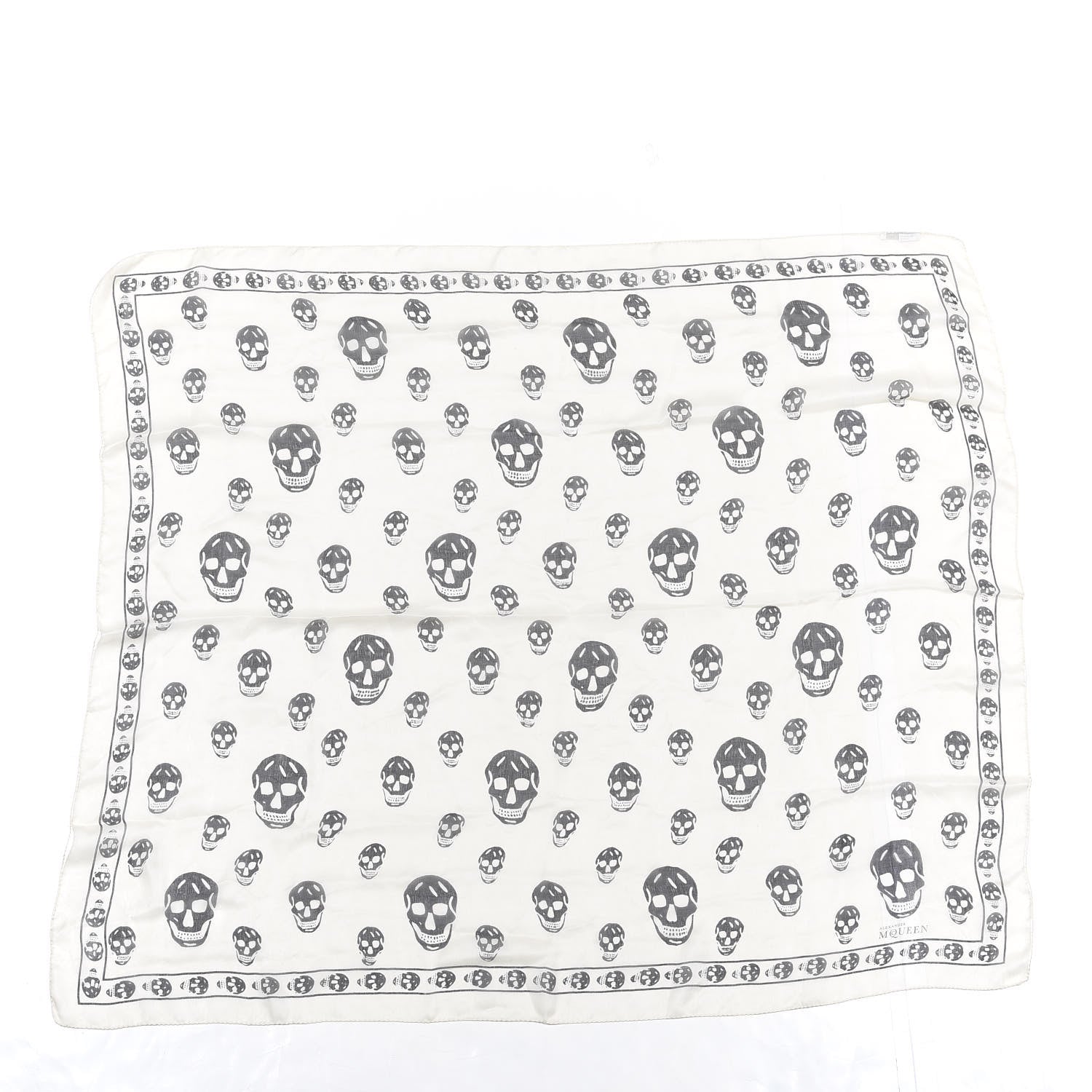 Alexander McQueen Silk Chiffon Skull Scarf Ivory Black 1 of 3