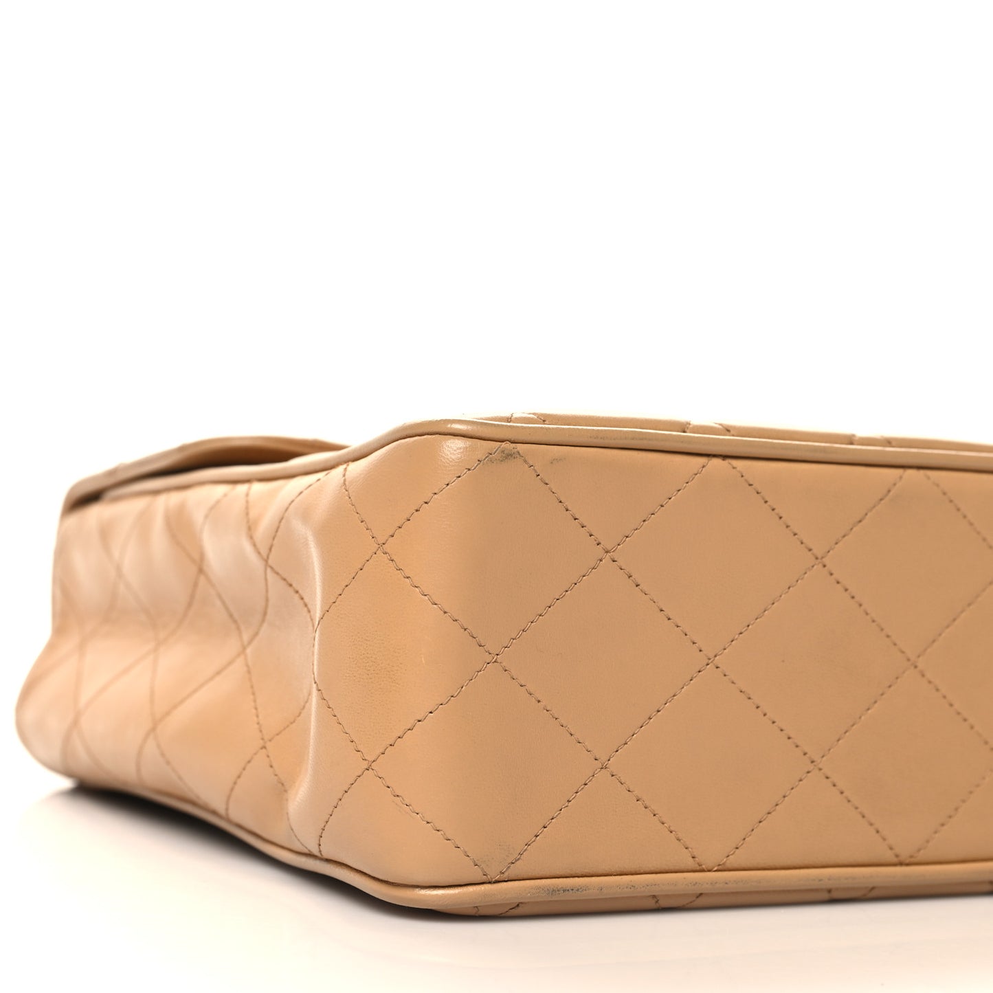 Lambskin Quilted XL Jumbo Single Flap Beige
