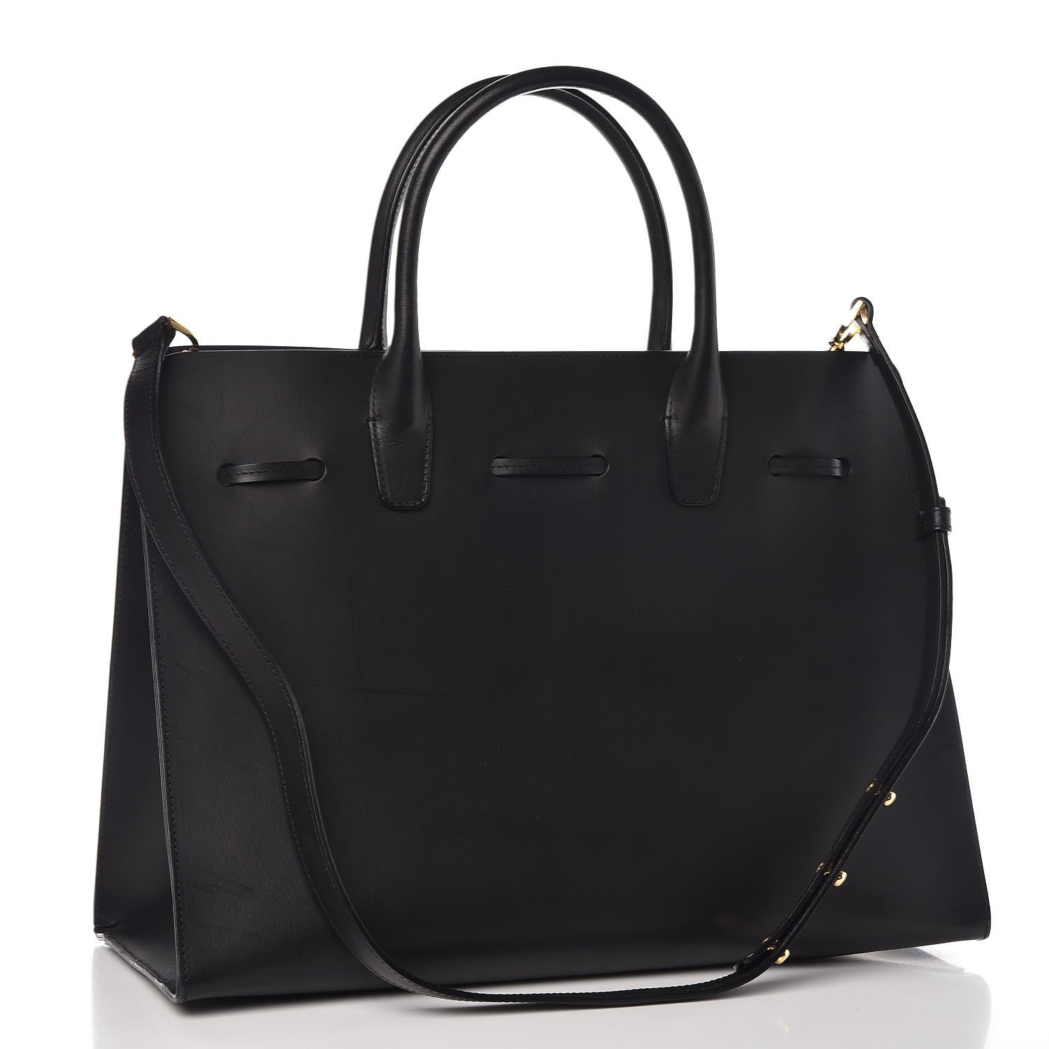 Mansur Gavriel Vegetable Tanned Calfskin Large Sun Bag Black Blue 4 of 10