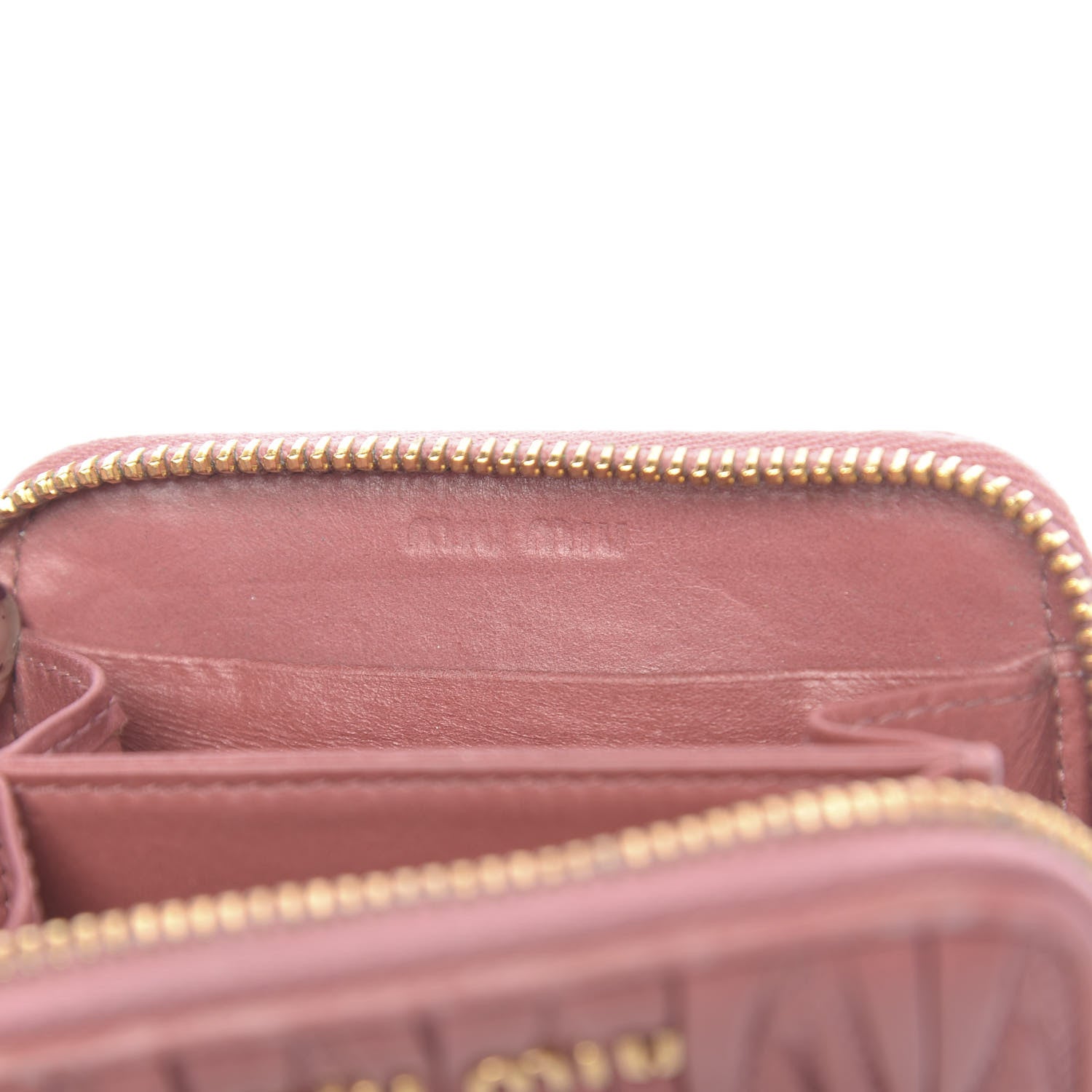 Miu Miu Nappa Matelasse Zip Around Compact Wallet Loto 6 of 11