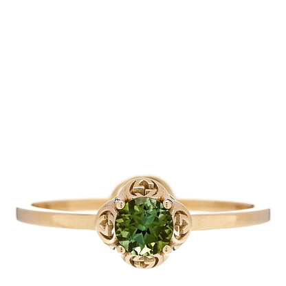 Gucci 18K Yellow Gold Green Tourmaline Interlocking G Ring 49 4.75 1 of 6