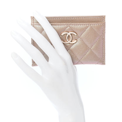 Chanel Iridescent Caviar Quilted Card Holder Beige 2 of 9