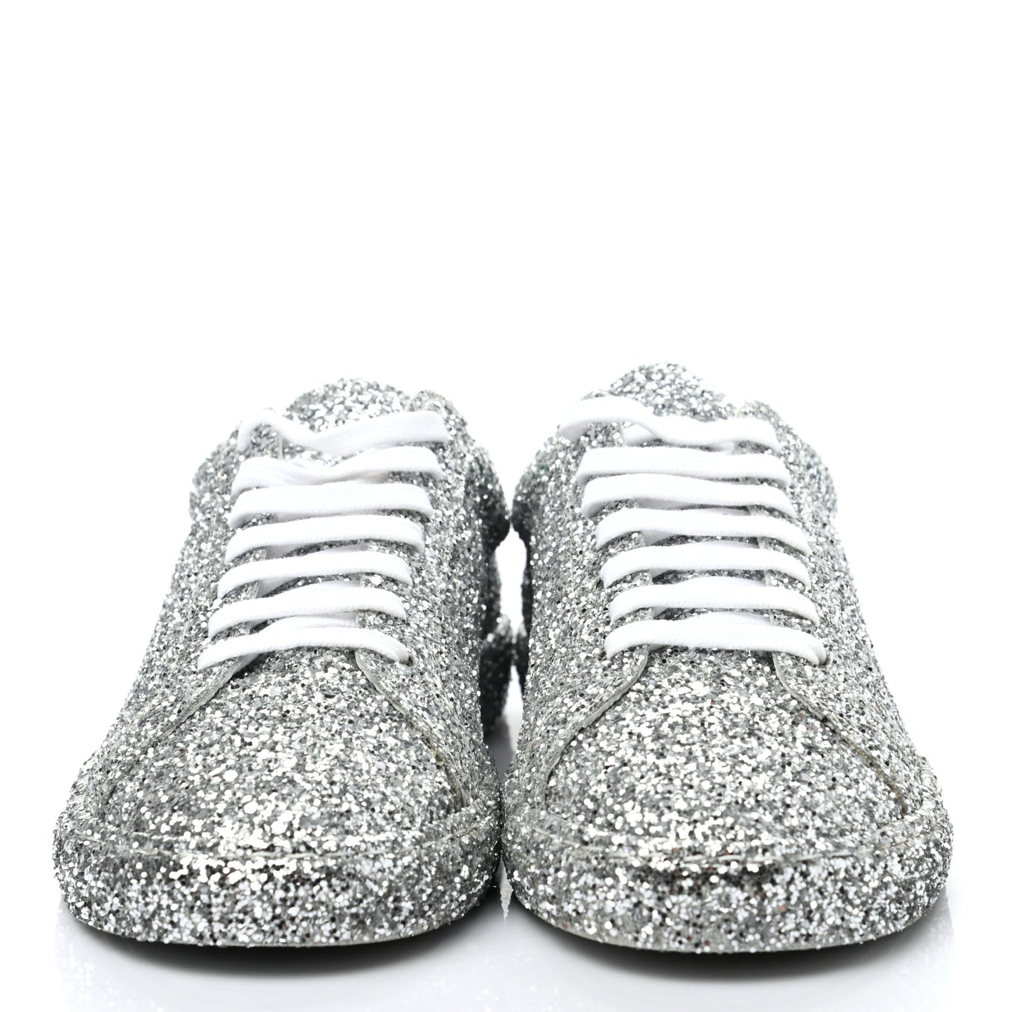 Calfskin Crystal Glitter Andy Sneakers 39 Silver