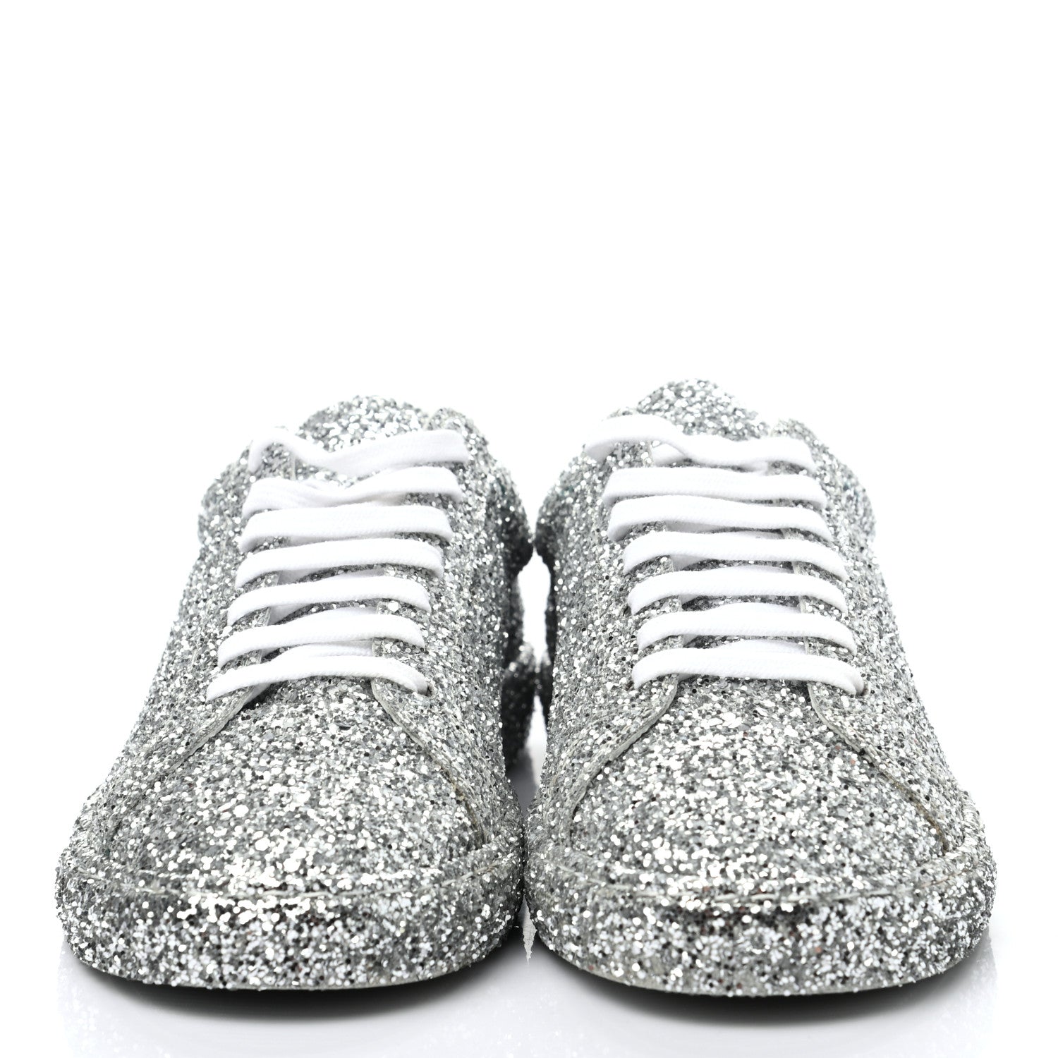 Saint Laurent Calfskin Crystal Glitter Andy Sneakers 39 Silver 4 of 16
