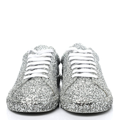 Saint Laurent Calfskin Crystal Glitter Andy Sneakers 39 Silver 4 of 16