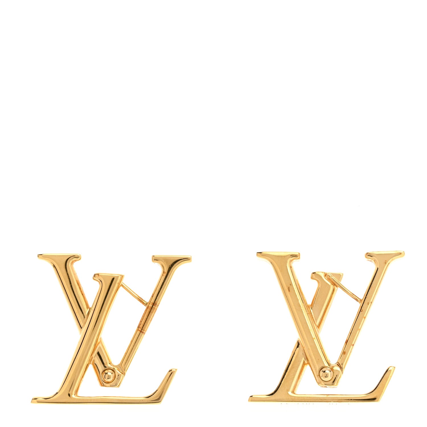 Louis Vuitton Metal Macro LV Earrings Gold 1 of 6