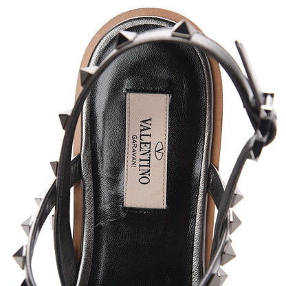 Valentino Garavani Metallic Nappa Rockstud T-Strap Slingback Flat Sandals 41.5 Rutenio 6 of 7