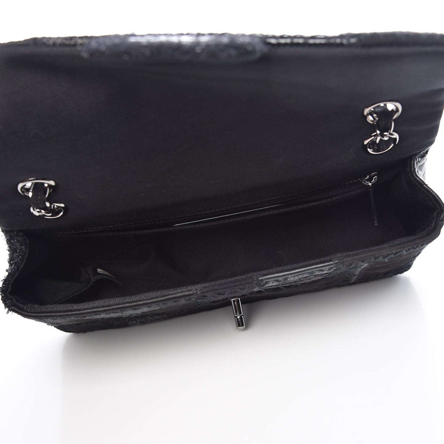 Tweed Patchwork Medium Single Flap Black