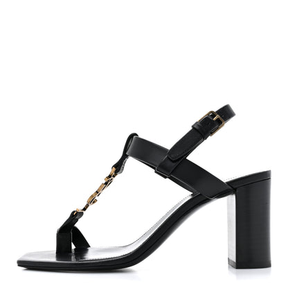 Saint Laurent Calfskin Cassandra 75 Sandals 36 Black 1 of 11