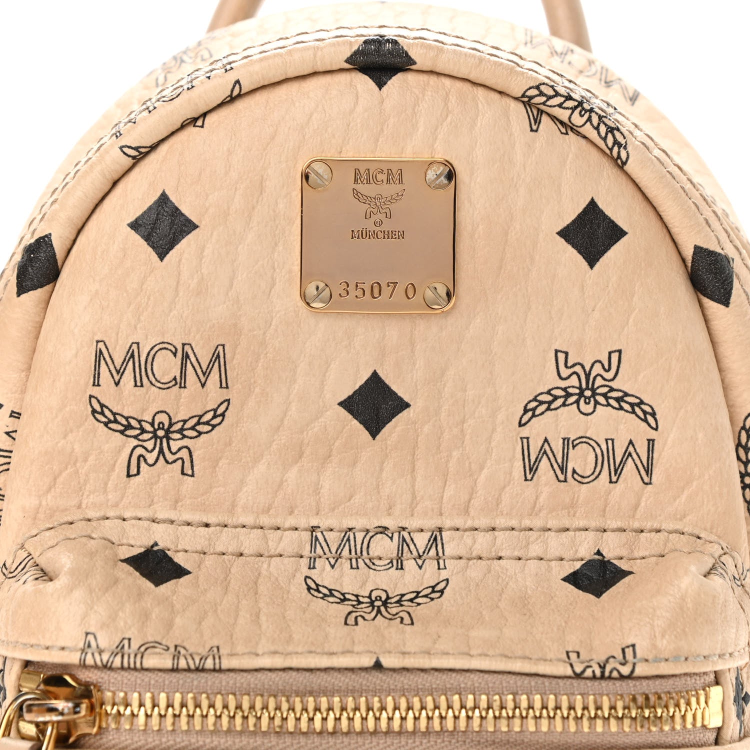 MCM Visetos Side Stud X-Mini Stark Bebe Boo Backpack Beige 7 of 10