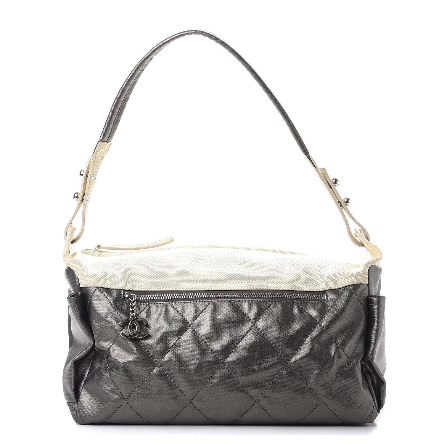 Chanel Coated Canvas Paris Biarritz Hobo Silver 1 of 15
