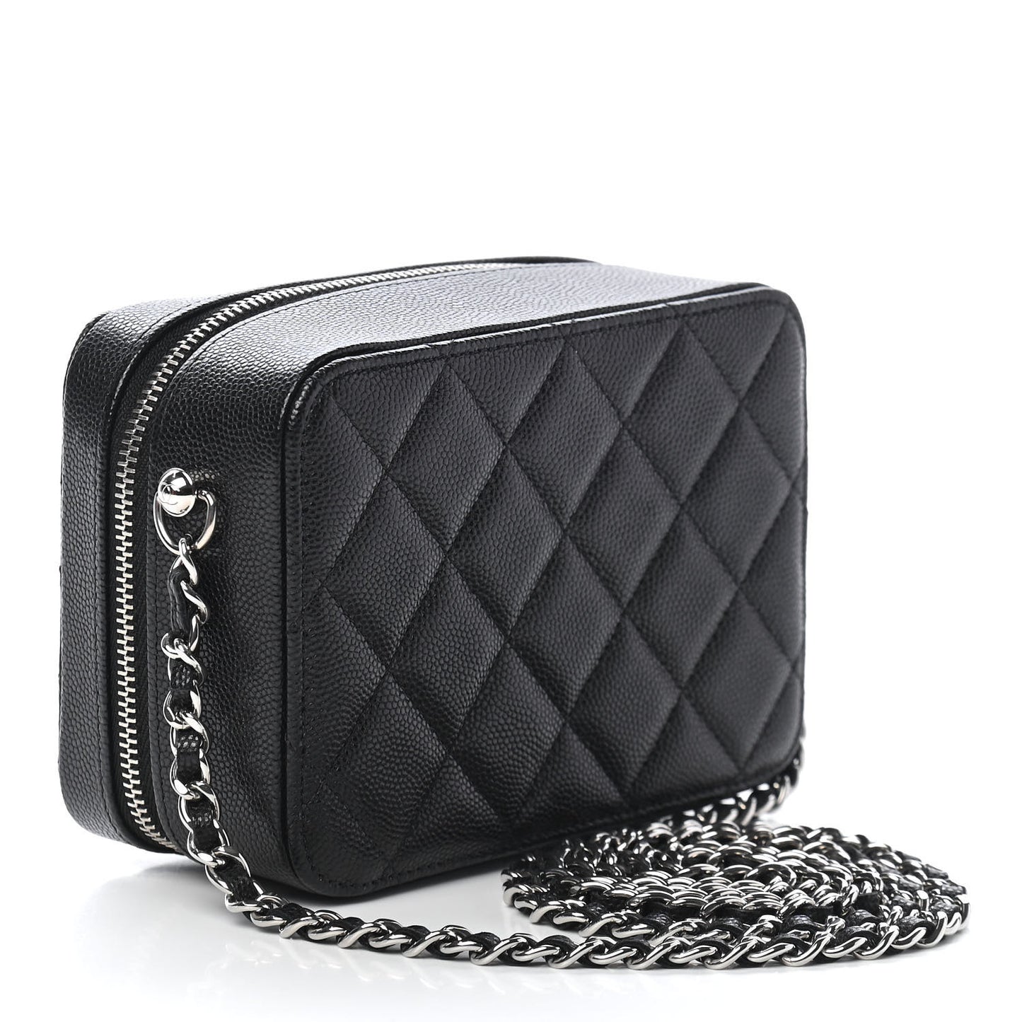 Caviar Quilted CC Vanity Case With Chain Black