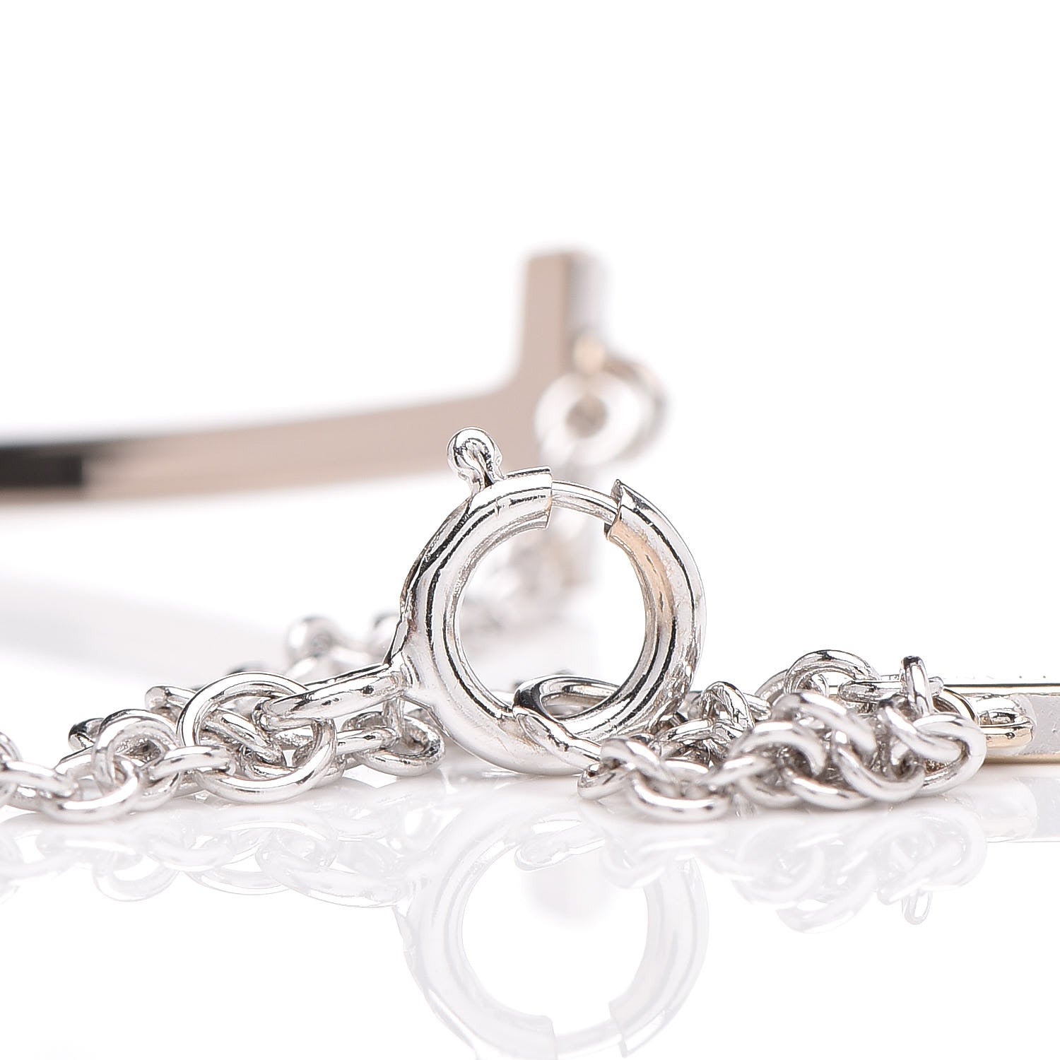 Tiffany 18K White Gold Diamond T Smile Bracelet 4 of 4